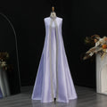 Luxury Rhinestone Lilac Kaftan Evening Dress with Cape SS276