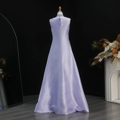 Luxury Rhinestone Lilac Kaftan Evening Dress with Cape SS276