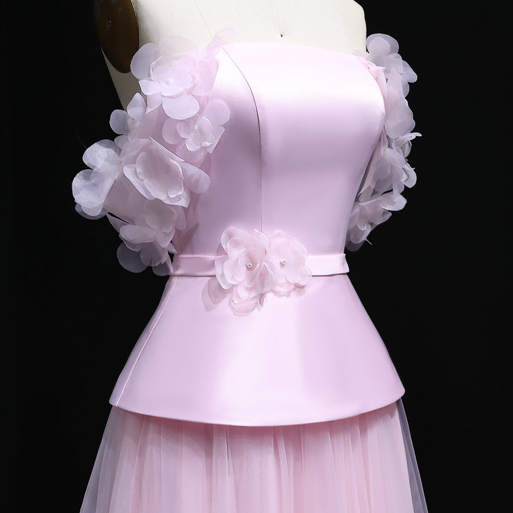 Luxury Pink Off-the-Shoulder Puff Top Tulle Skirt Evening Dress SF228