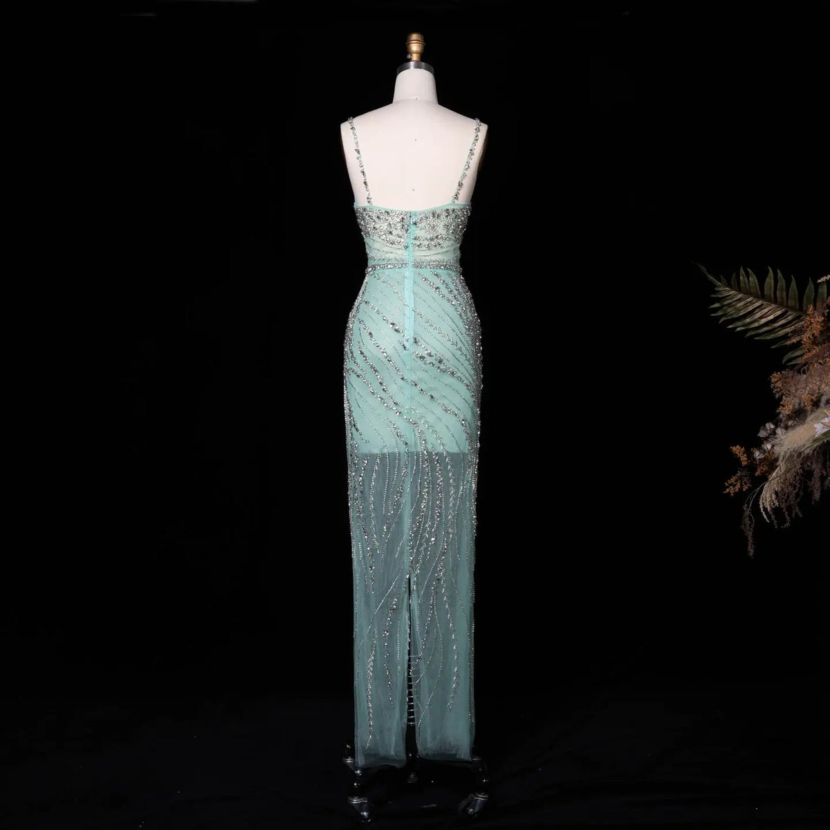 Luxury Orange Crystal Spaghetti Cocktail Party Evening Dress SS351