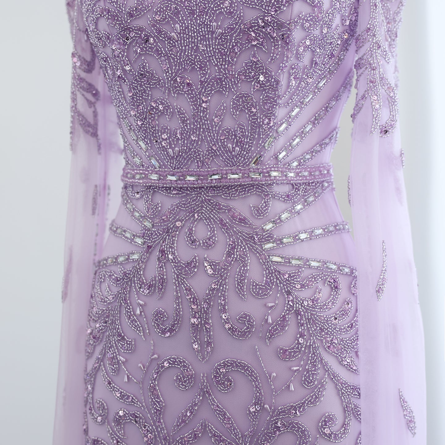 Luxury Beaded Turquoise Evening Dress with Cape Sleeves SS469