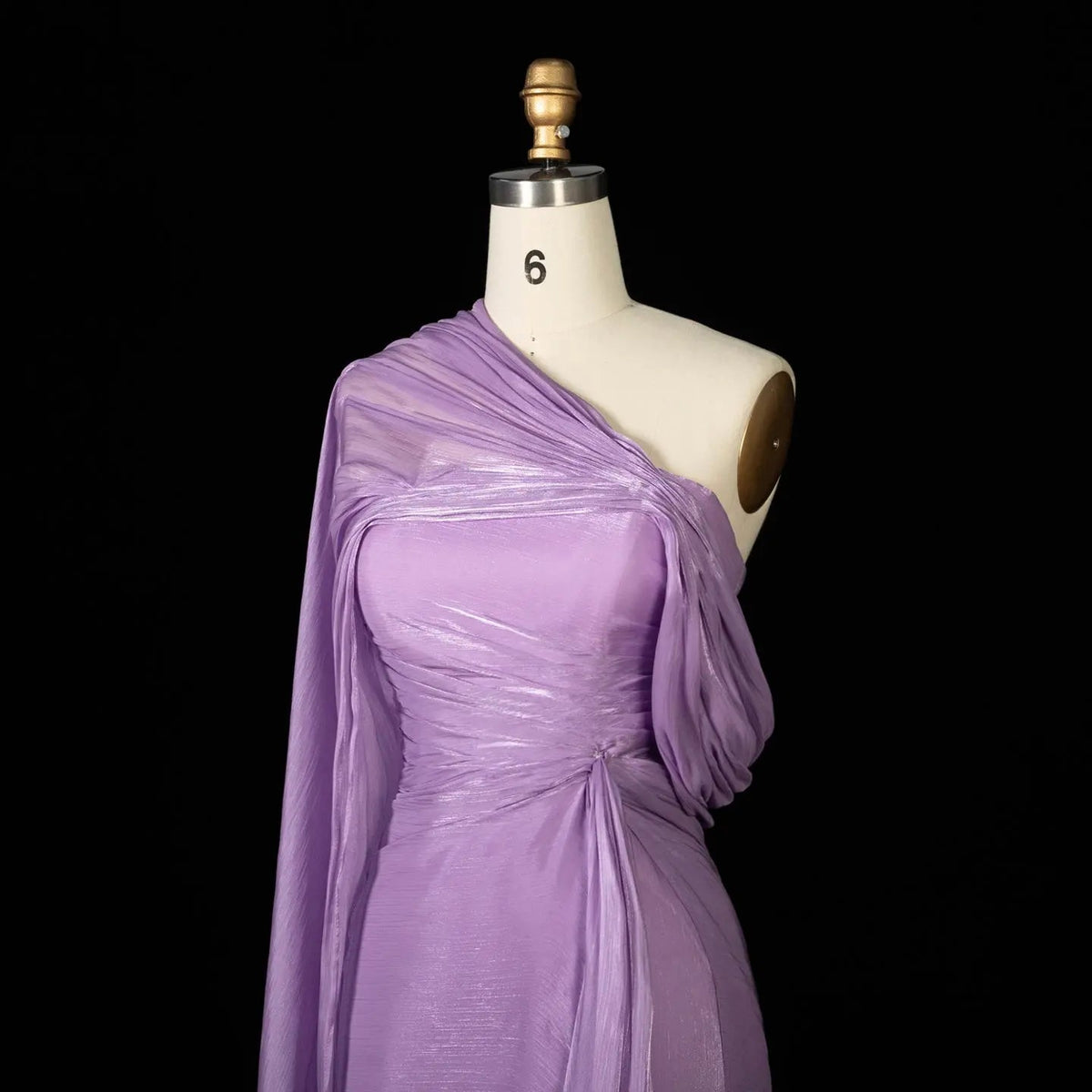 Romantic Dusty Pink One-Shoulder Evening Dress with Ruched Bodice and Cape Detail SF199