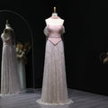 Romantic Beaded Pink Off Shoulder Evening Dress with Scarf SS766