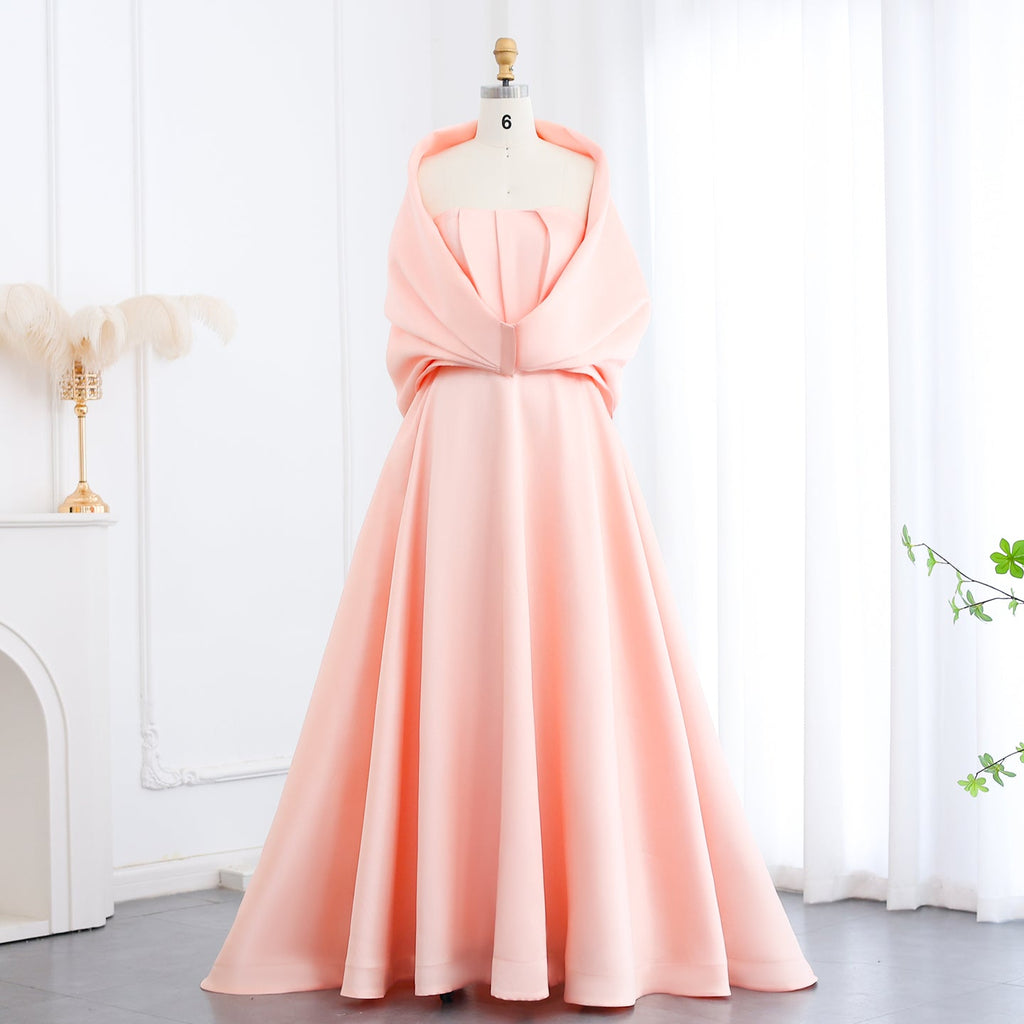 Elegant Pink Off Shoulder A-Line Evening Dress SF059