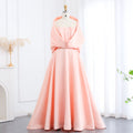 Elegant Pink Off Shoulder A-Line Evening Dress SF059