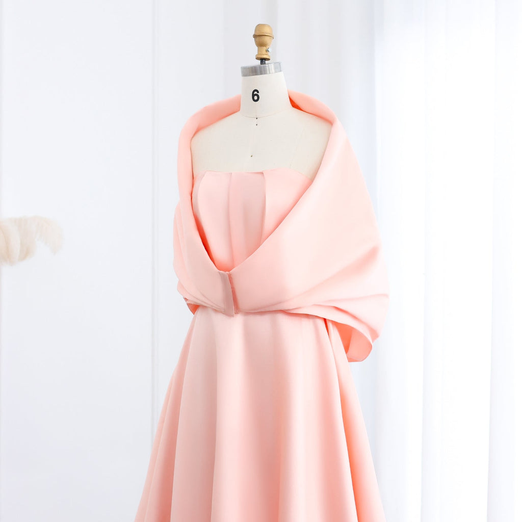 Elegant Pink Off Shoulder A-Line Evening Dress SF059