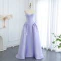 Luxury Pearls Stone Lilac A-Line Sweetheart Satin Evening Dress SS321A