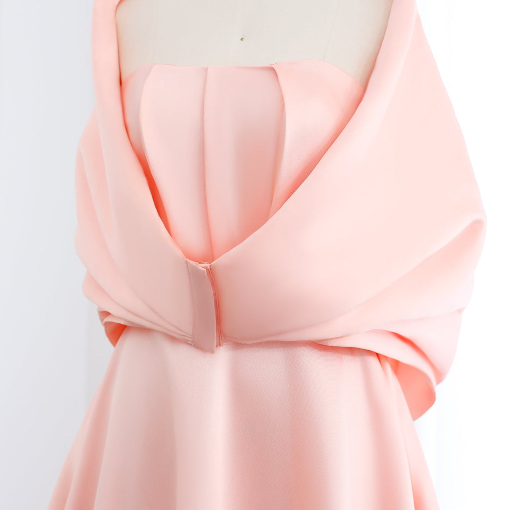 Elegant Pink Off Shoulder A-Line Evening Dress SF059