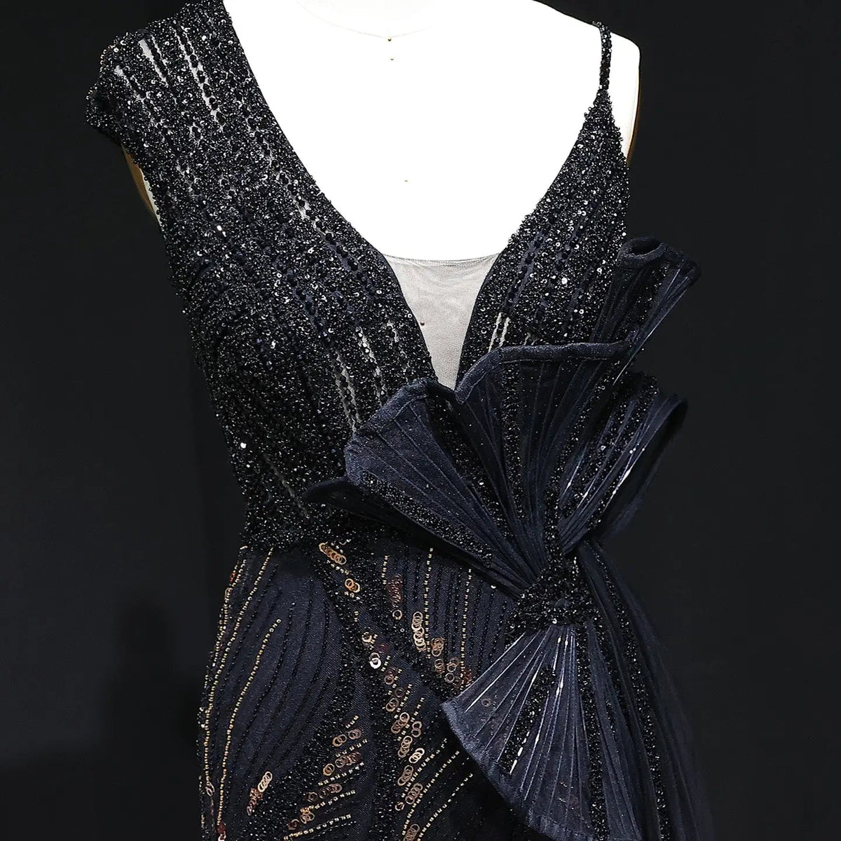 Luxury Beaded 3D Floral Evening Dress with Overskirt SS062