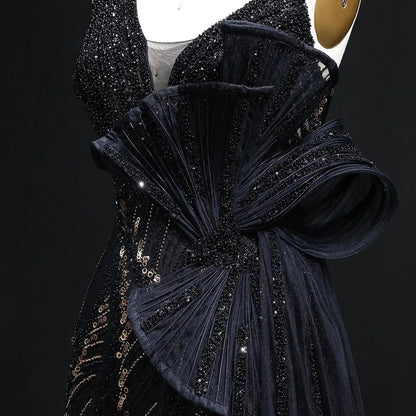Luxury Beaded 3D Floral Evening Dress with Overskirt SS062