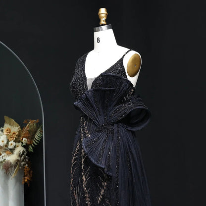 Luxury Beaded 3D Floral Evening Dress with Overskirt SS062