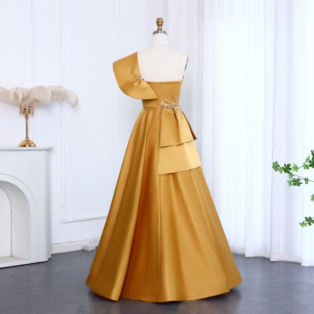 Elegant Crystal Lavender A-Line Pleats Satin Evening Dress SS592