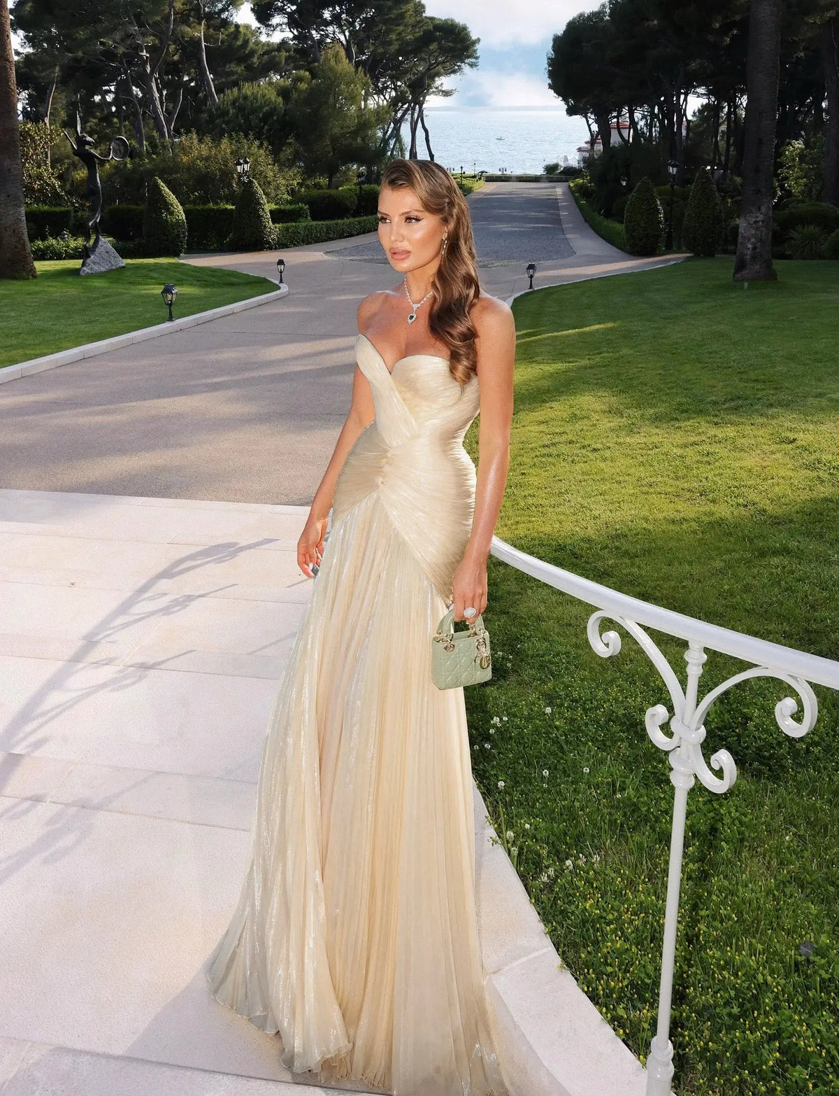 Glamorous Champagne Pleated Sweetheart Evening Dress SF035