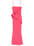 Elegant Coral Pink Strapless Evening Dress with Pleats SF213