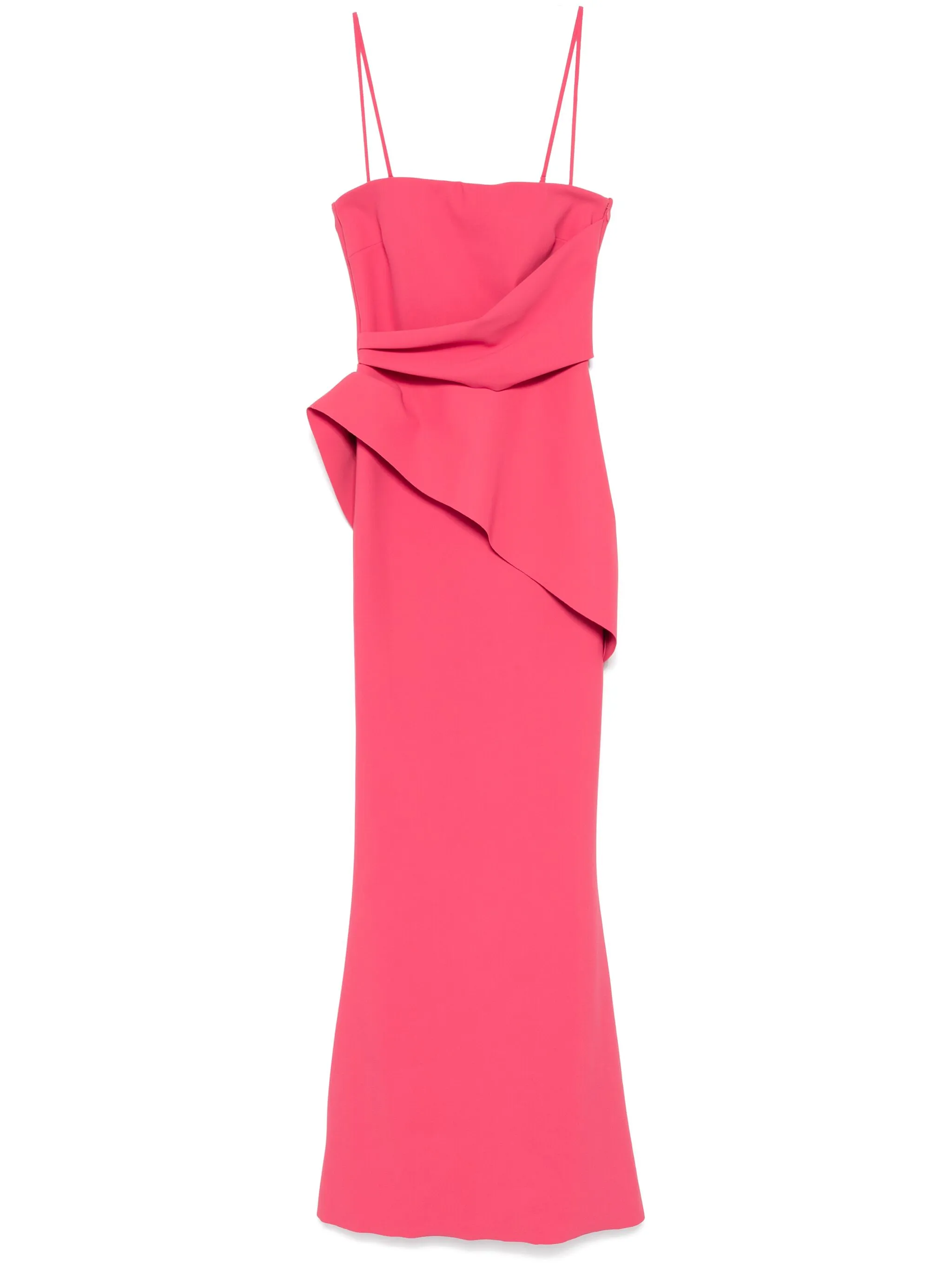 Elegant Coral Pink Strapless Evening Dress with Pleats SF213