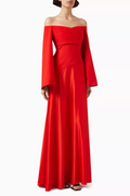 Elegant Pink Off Shoulder A-Line Evening Dress SF095