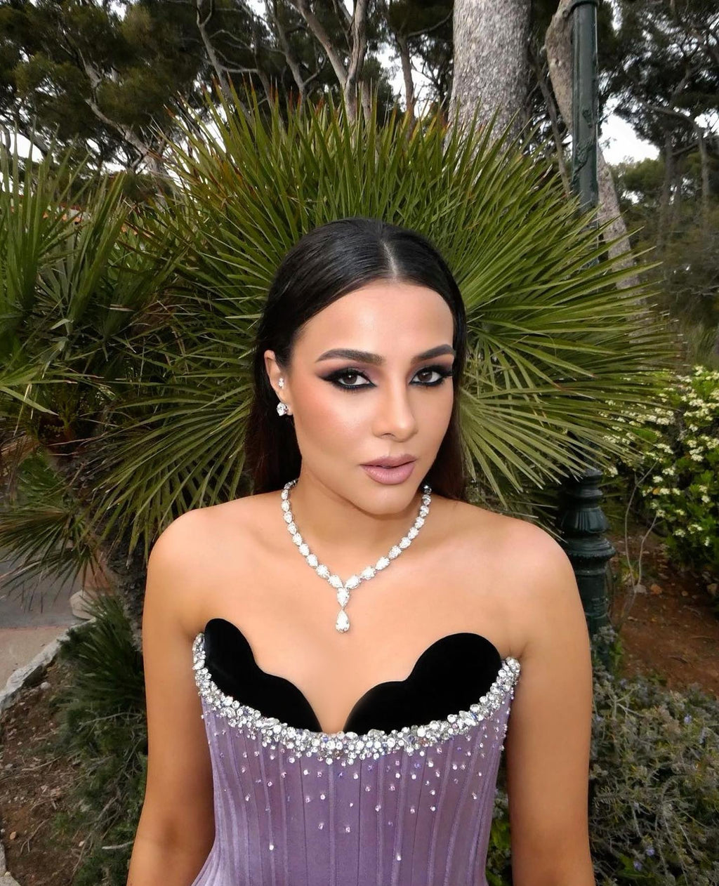 Elegant Crystal Lilac Two Pieces Scalloped Corset Evening Dress SS264
