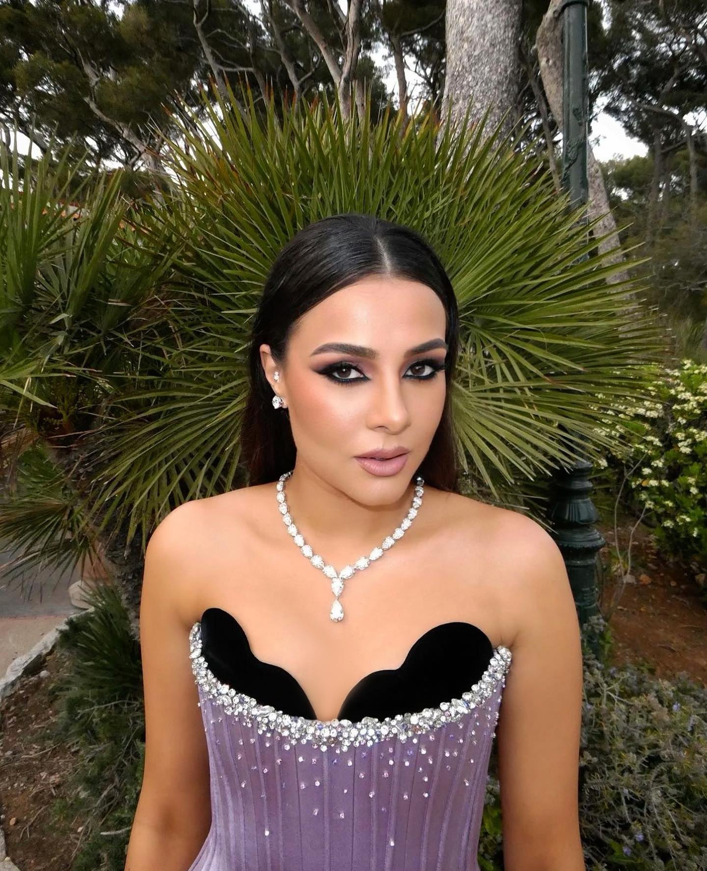 Elegant Crystal Lilac Two Pieces Scalloped Corset Evening Dress SS264