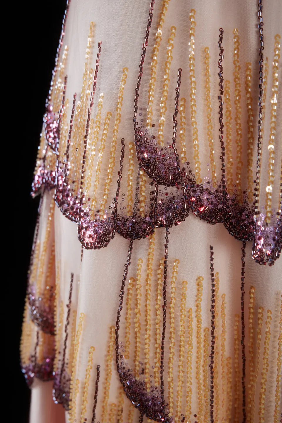 Luxury Mixed Purple Beaded Sequin Tiered Strapless A-Line Evening Dress SS657