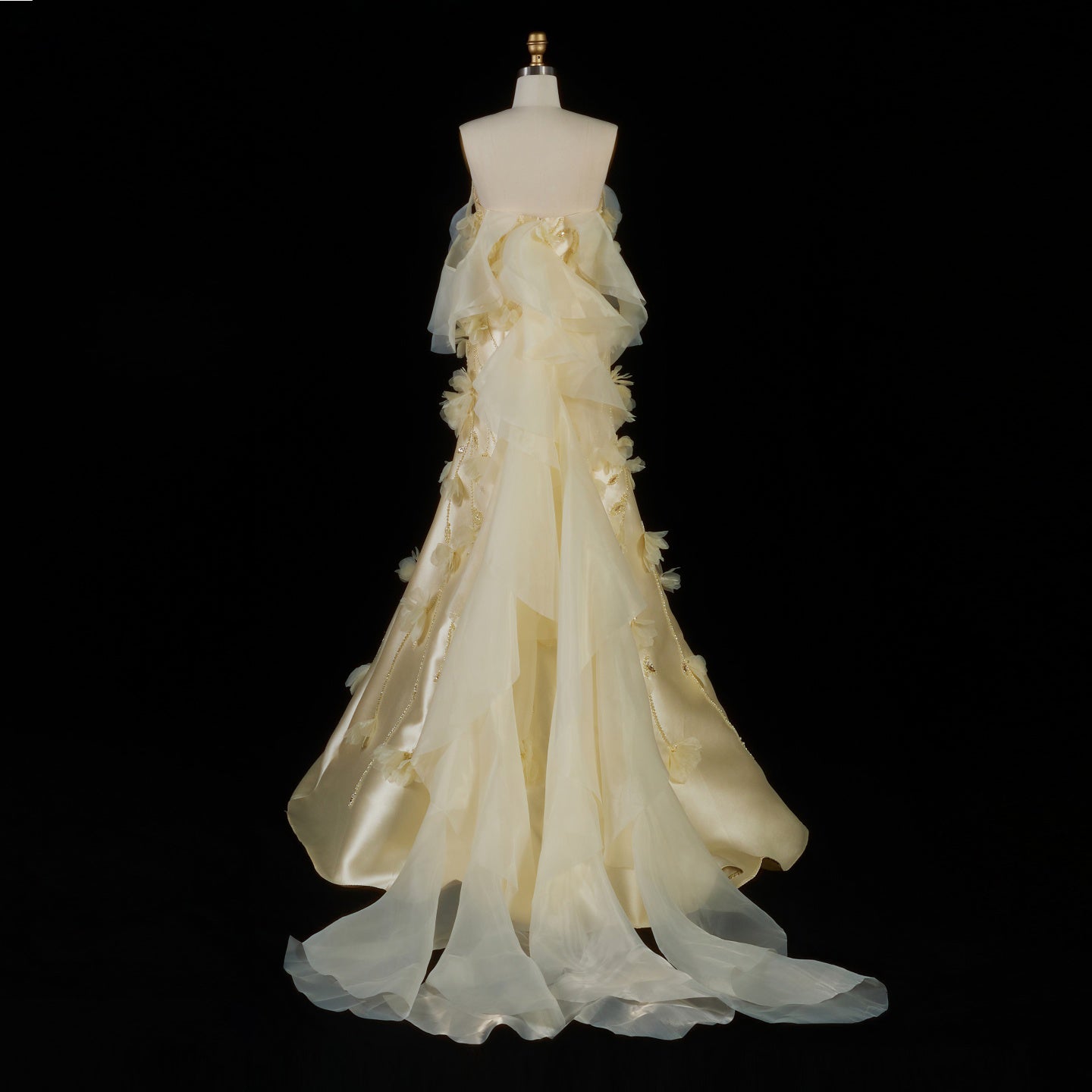 Elegant Yellow Off-the-Shoulder 3D Floral Evening Dress SS505