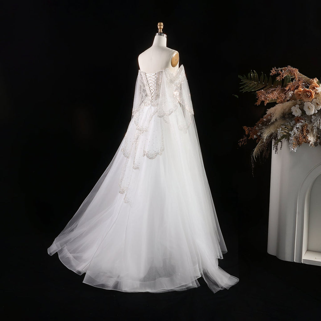 Gorgeous Beaded Sage Green Evening Dress with Cape Sleeves SS215