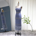 Luxury Feathers Gray Mermaid Evening Dress with Cape SS279