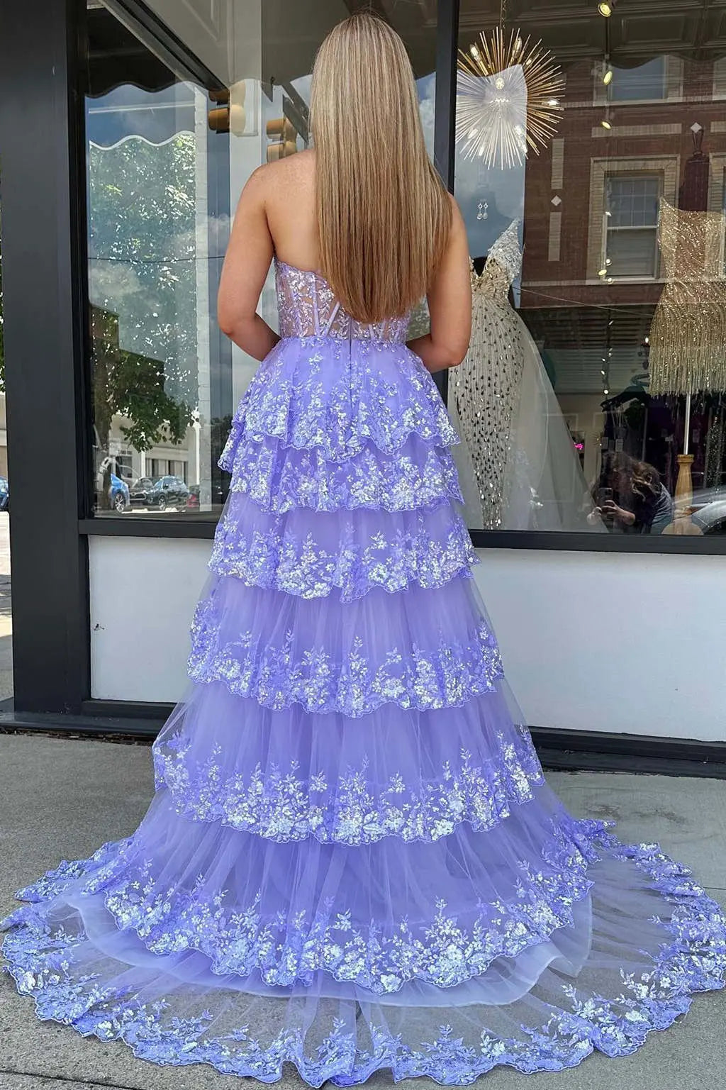 Vibrant Navy Blue Ruffles One shoulder Prom Dress with High Slit SH156