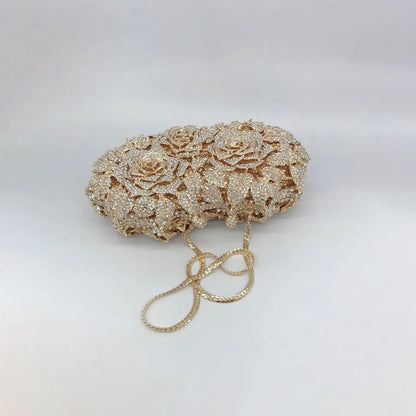Hollow Rose Diamond Evening Bag Clutch HB007