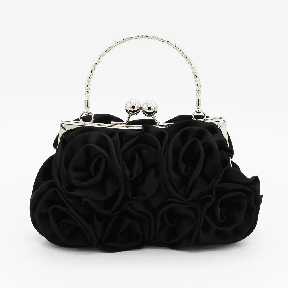 Rose-patterned Satin Flower Clutch Bag HB028