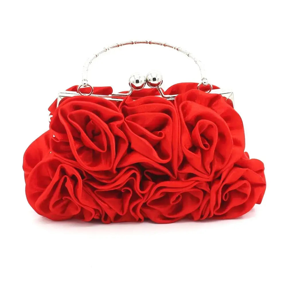 Rose-patterned Satin Flower Clutch Bag HB028