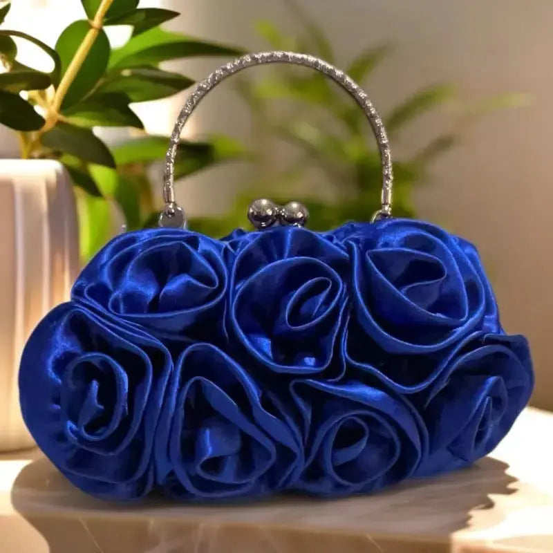 Rose-patterned Satin Flower Clutch Bag HB028