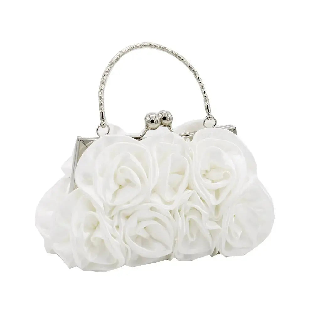 Rose-patterned Satin Flower Clutch Bag HB028