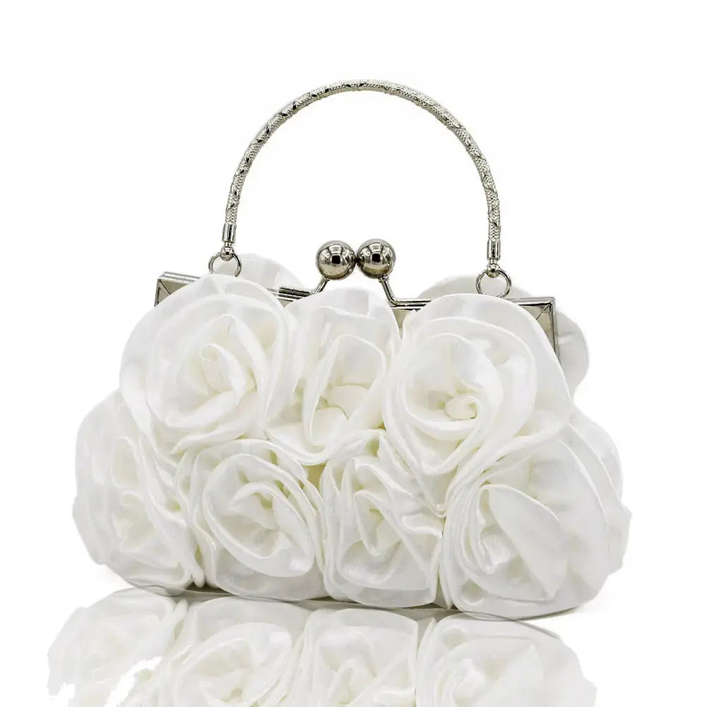 Rose-patterned Satin Flower Clutch Bag HB028