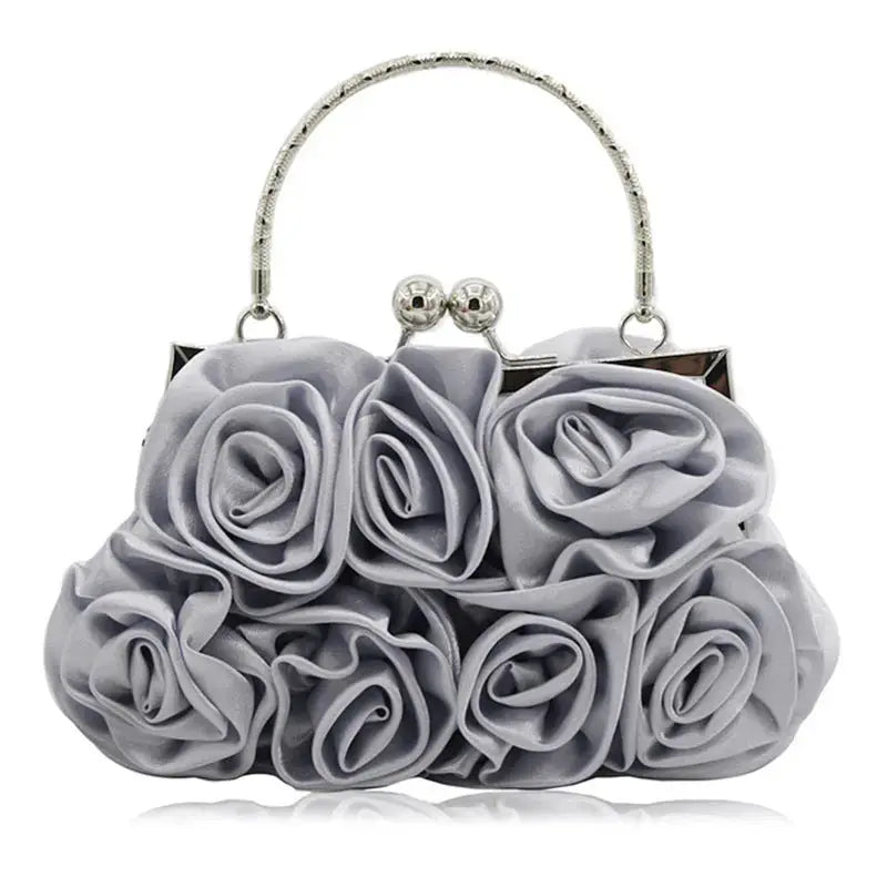 Rose-patterned Satin Flower Clutch Bag HB028