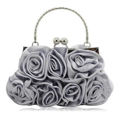 Rose-patterned Satin Flower Clutch Bag HB028