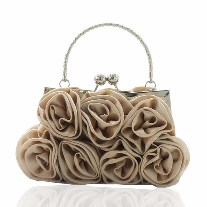 Rose-patterned Satin Flower Clutch Bag HB028