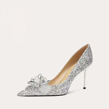 French Crystal Sheepskin High Heel HH020