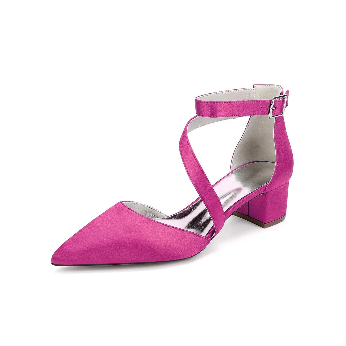 Crisscross Ankle Strap Pointed Toe Block High Heel HH030