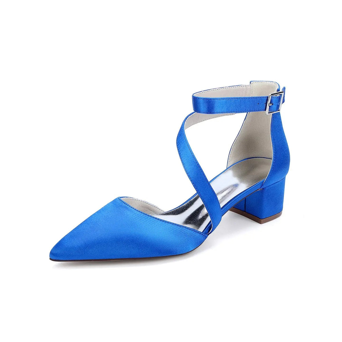 Crisscross Ankle Strap Pointed Toe Block High Heel HH030