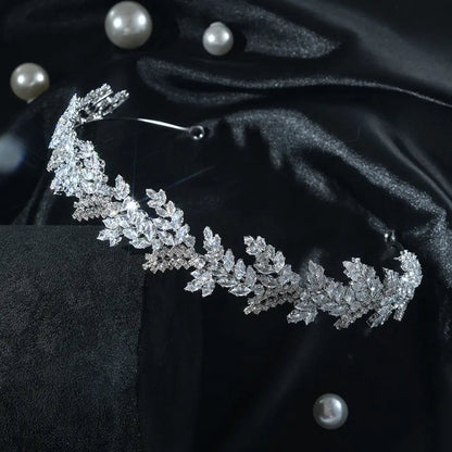 Dainty Crystal Golden Leaf Headband HP007