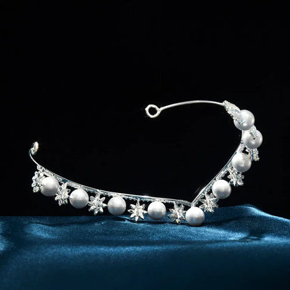 Snowflake Crystal &amp; Pearl Tiara HP012