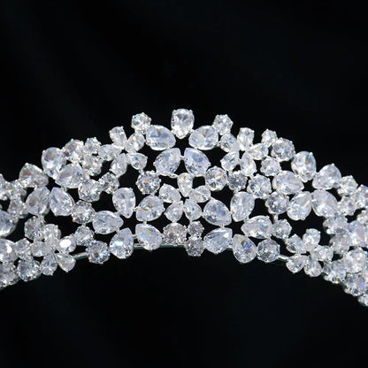 Majestic Cubic Zirconia Crown - Luxury Statement Bridal Headpiece HP013
