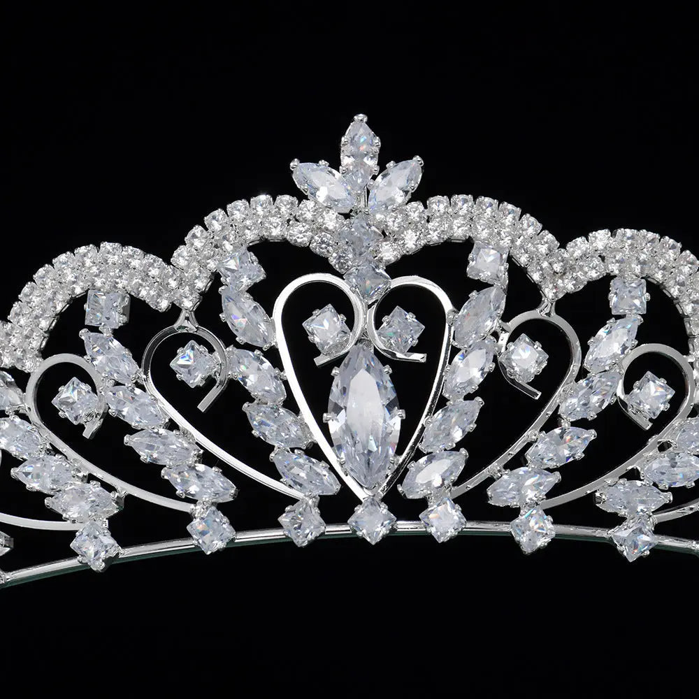 Vintage Crystal Heart Wedding Crown HP014