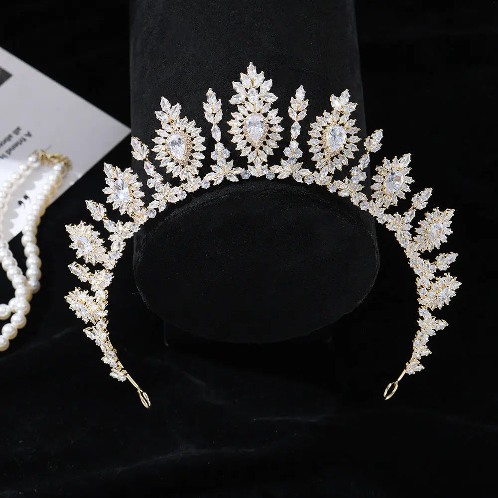 Luxurious Gold Sunburst Crystal Bridal Tiara HP019