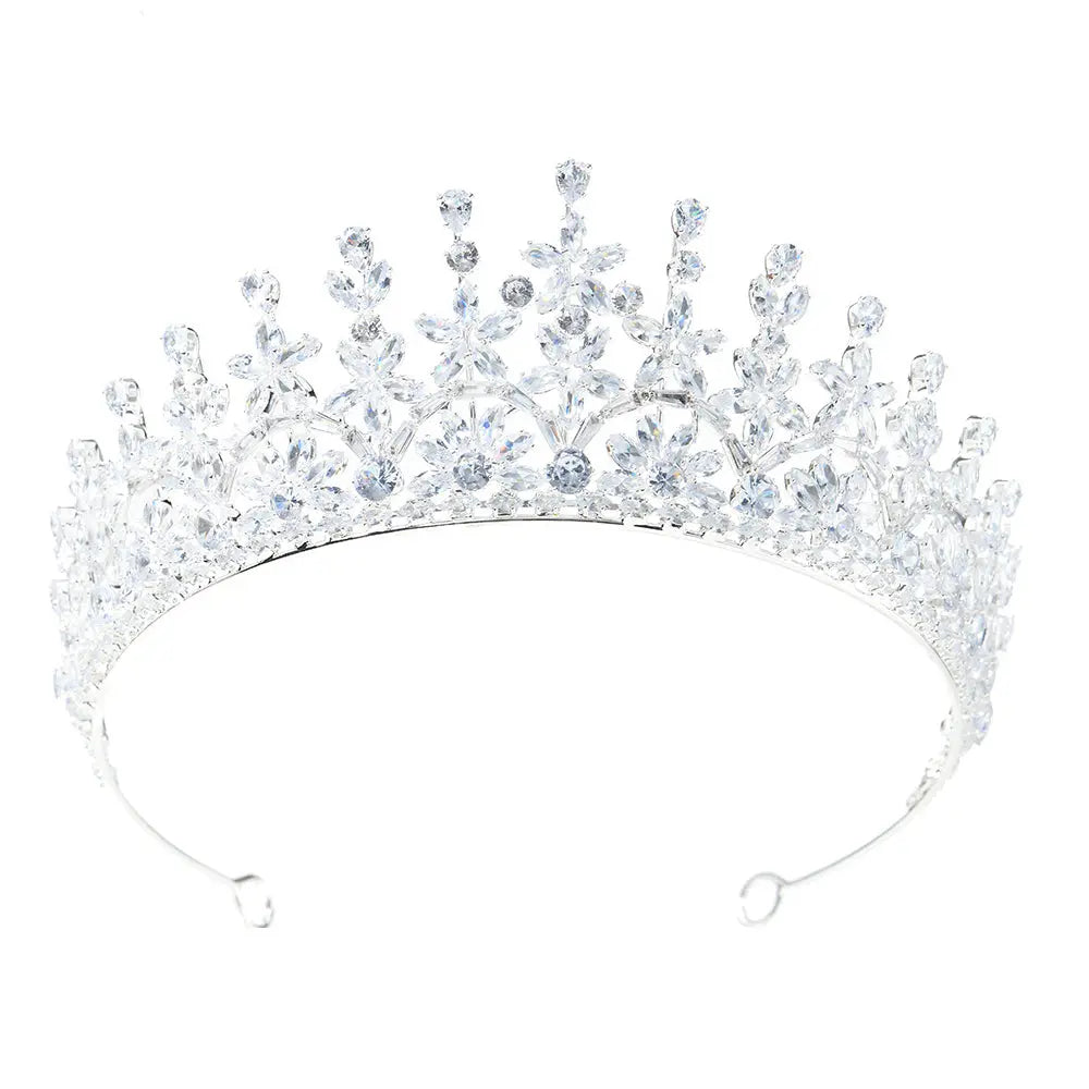 Luxury Leaf Cubic Zirconia Bridal Tiara Crown Elegant Crystal Wedding Headband Hair Accessories HP023