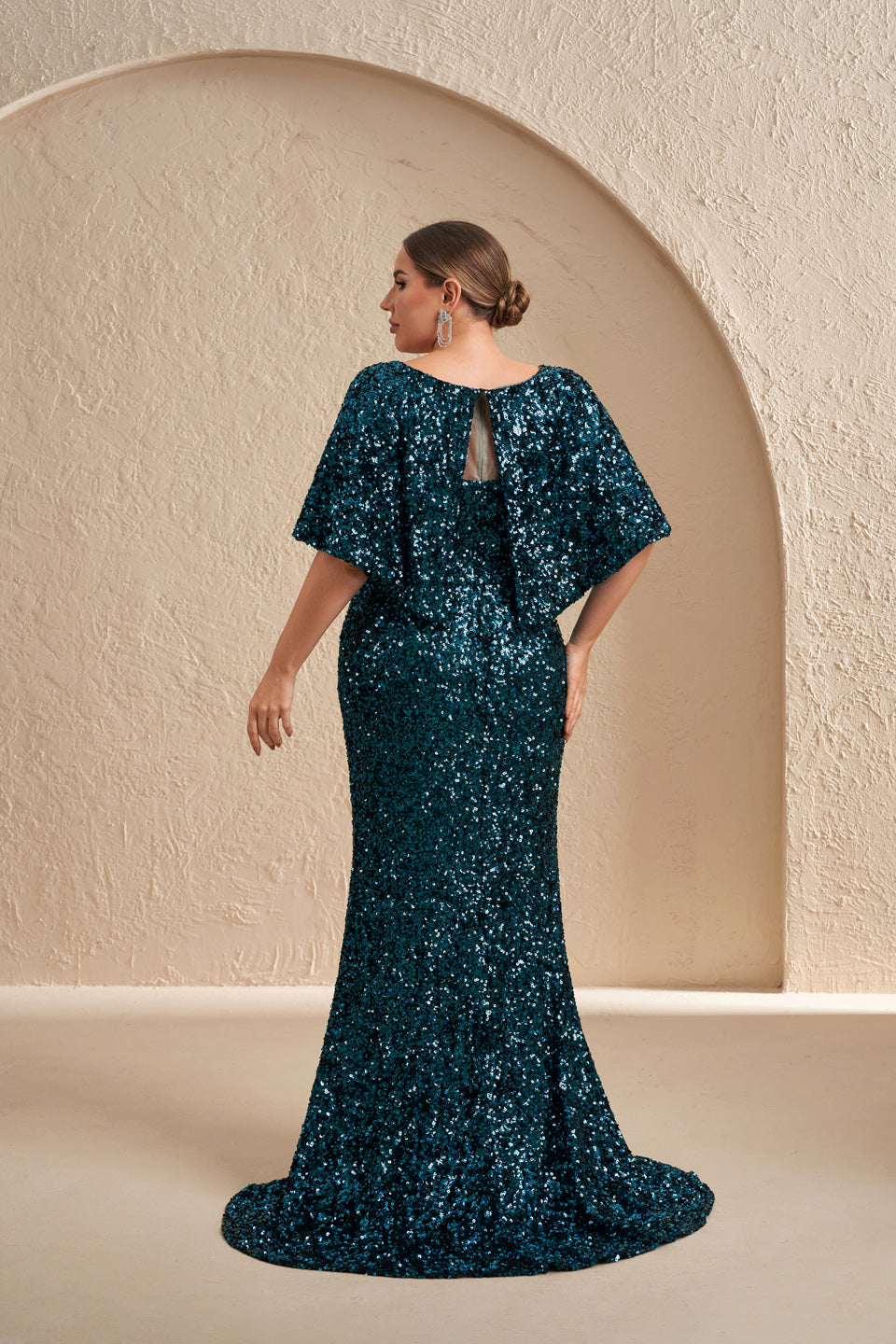 Sparkly Emerald Green Sequin Fitted Evening Dress SF618