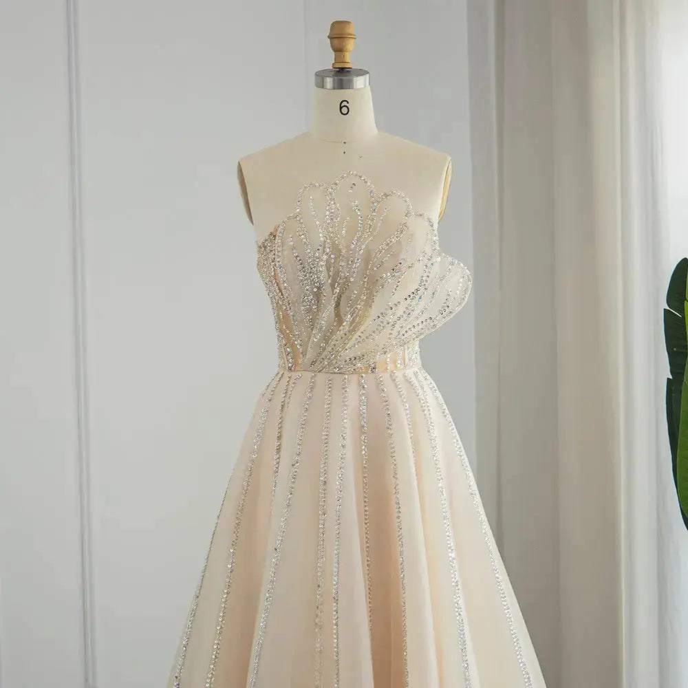 Luxury Beaded Lilac Scalloped Evening Dress SS247