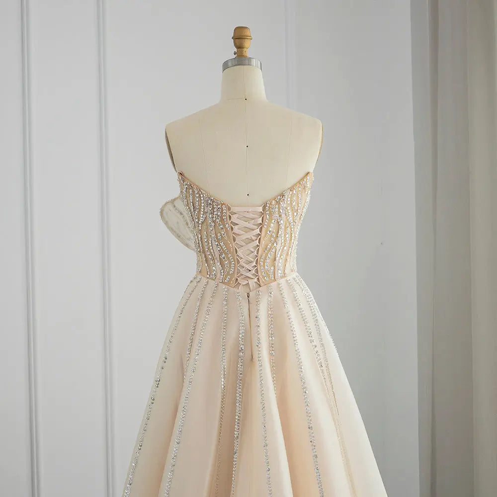 Luxury Beaded Lilac Scalloped Evening Dress SS247