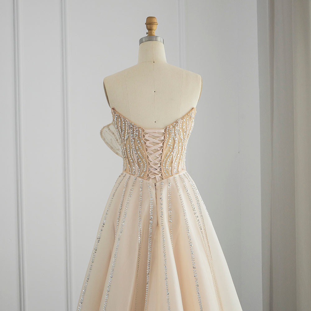 Luxury Beaded Lilac A-Line Strapless Evening Dress SS247