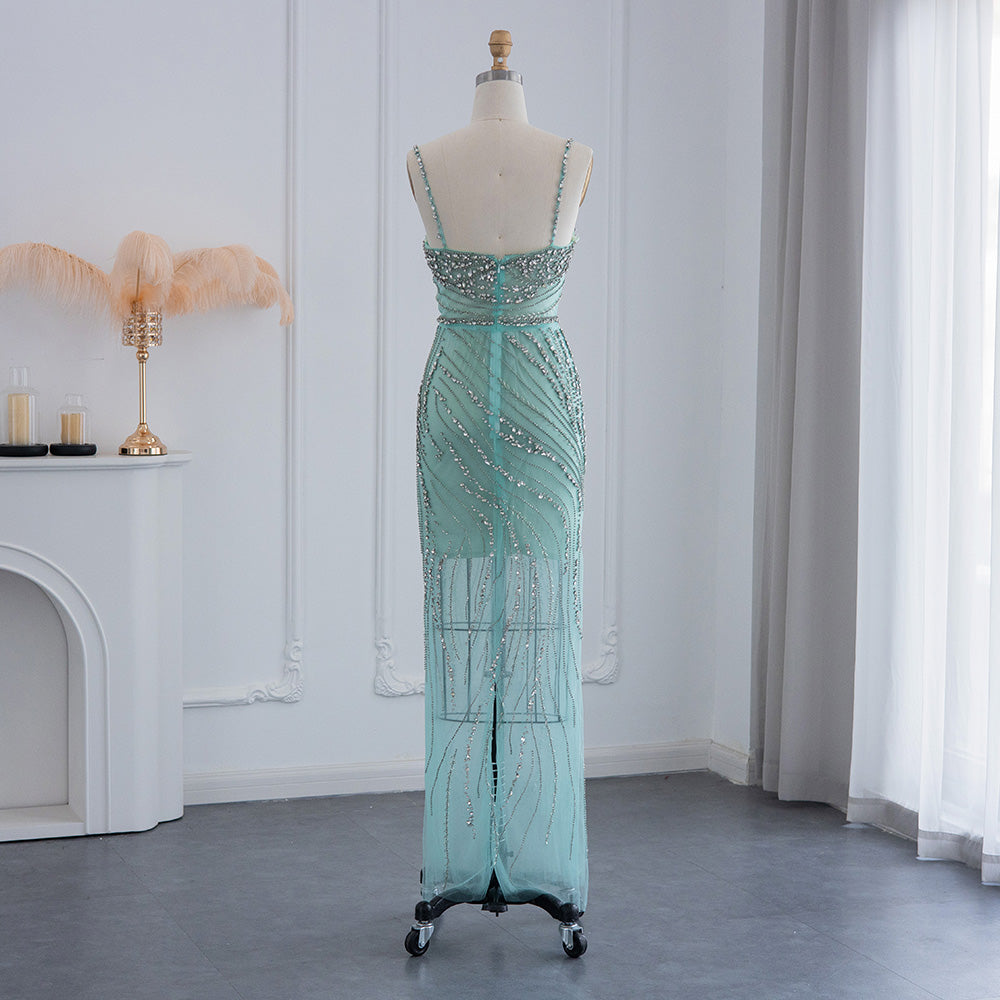 Luxury Beaded Orange Spaghetti Straps Mermaid Evening Dresses SS351